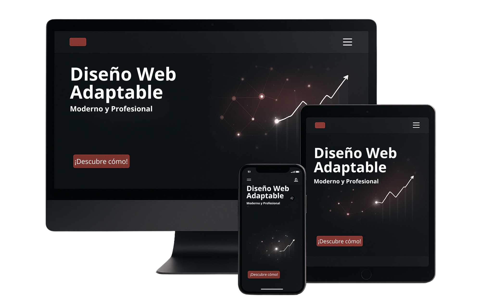 Diseño web adaptable a computadores de escritorio, portatiles, tablet, celulares y todo dispositivo en que puedan mirar tu web.